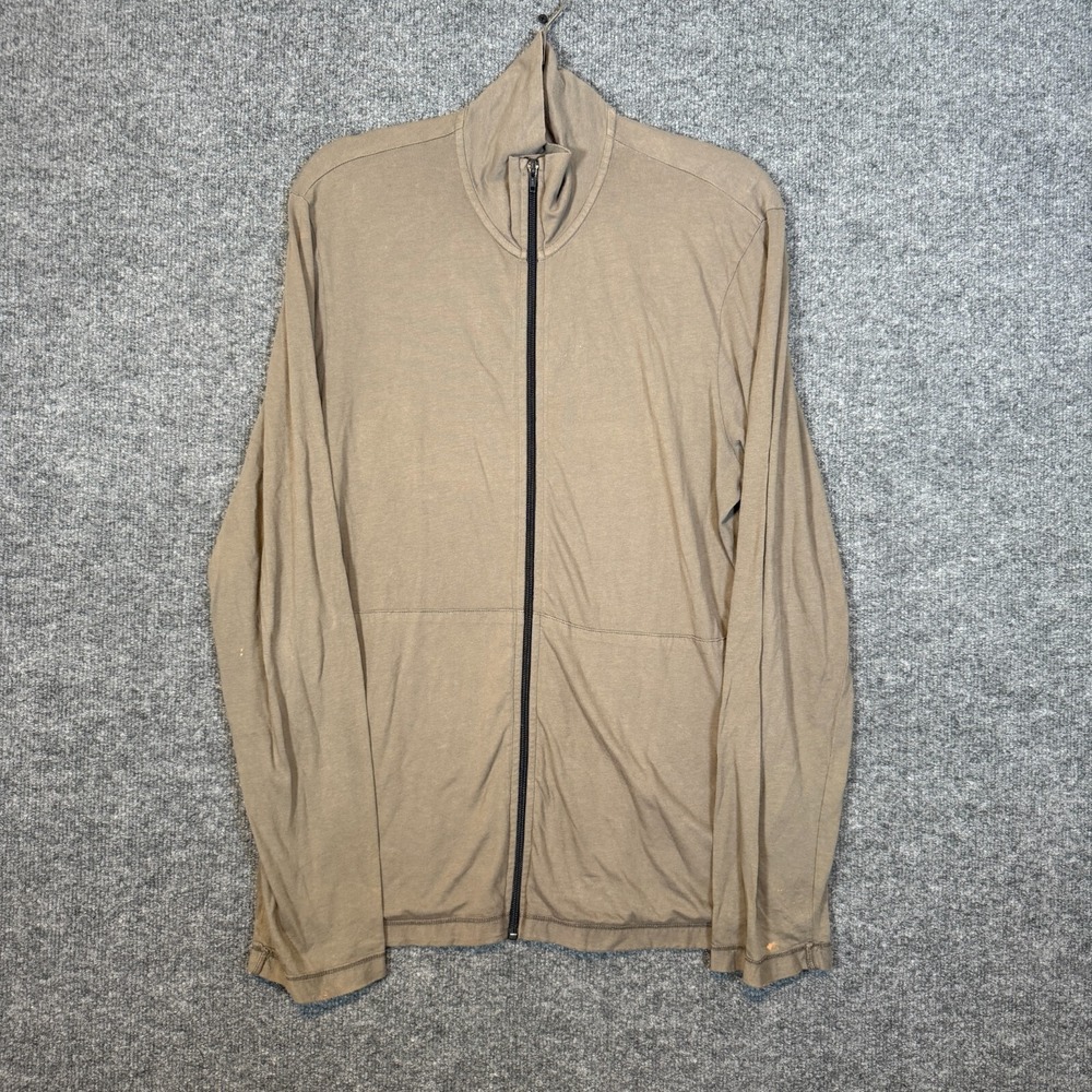 James Perse Sweater Mens 3 Tan‎ Full Zip Up Sweatshirt Pockets Lightweight